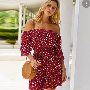 SHEIN all over print Bardot dress